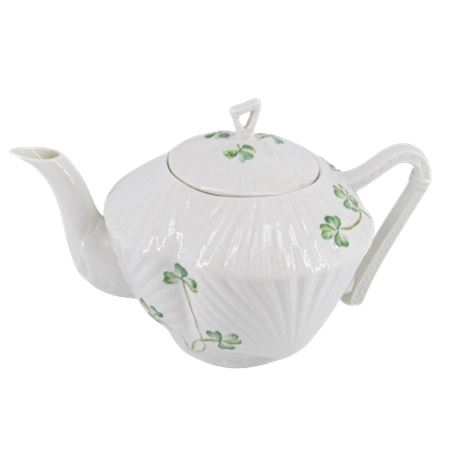 Belleek Classic Harp Shamrock Teapot