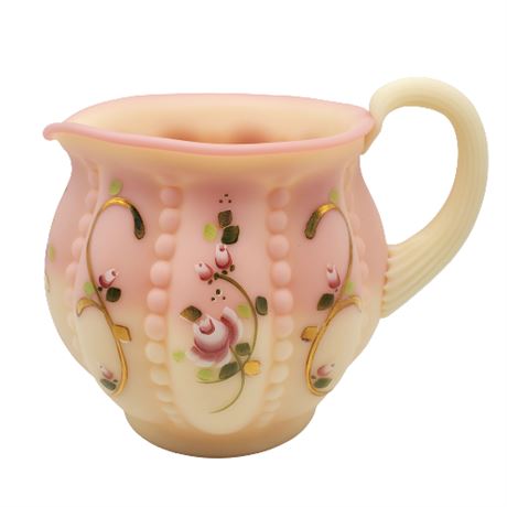 Fenton Hand Painted Burmese "Rose" Pitcher