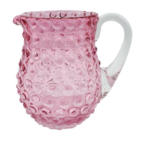 Cranberry Pink Hobnail Glass Pitcher