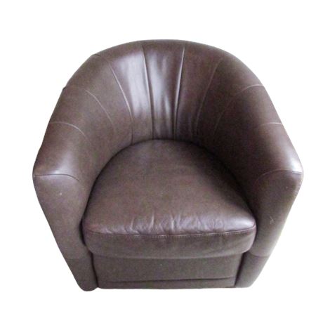 Brown Leather Upholstered Swivel Armchair