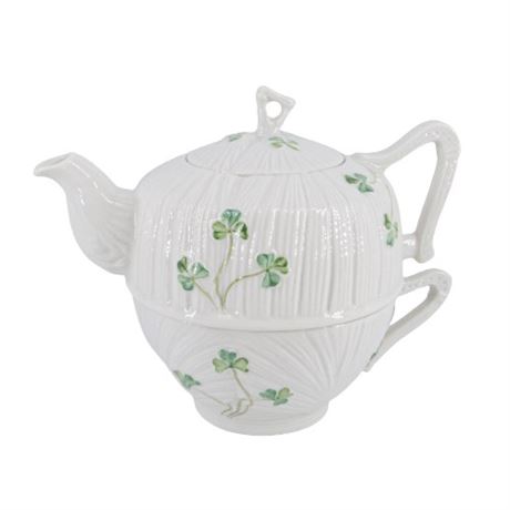 Belleek Harp Shamrock Tea for One