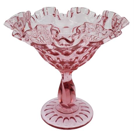 Fenton Colonial Pink Ruffled Thumbprint Compote
