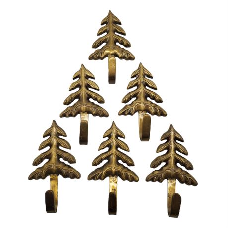 Brass Evergreen Tree Wall Hooks