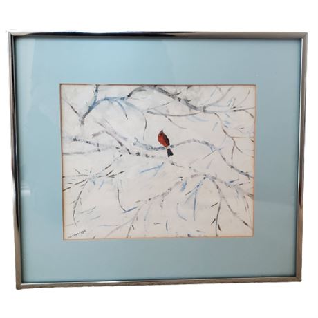 Martha Lloyd Signed Cardinal Original Watercolor Panting