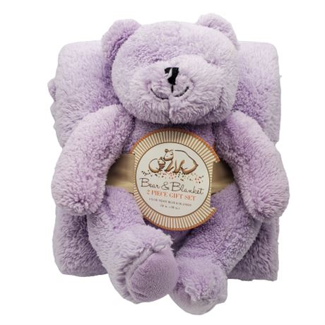 Purple Bear & Blanket Gift Set