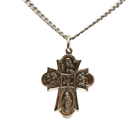 Sterling Religious Pendant with Chain