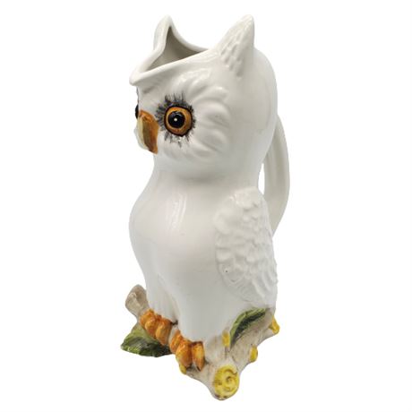 Vintage Italian Ceramic Owl Pitcher