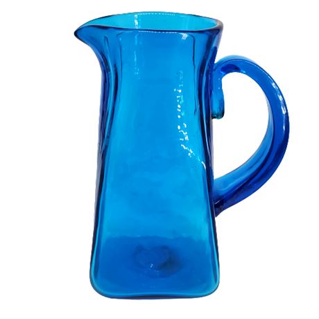 Vintage Blenko Blue Glass Pitcher