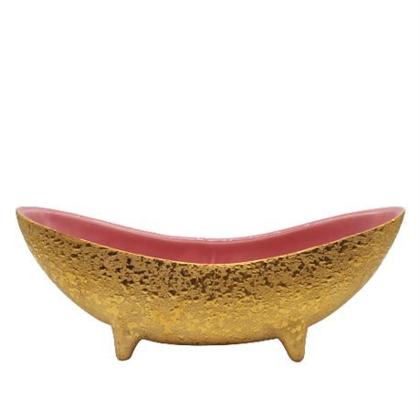 Mid-Century Weeping Bright 22k Gold Pink Footed Planter