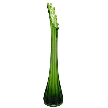 Mid-Century Emerald Green Swung Glass Vase