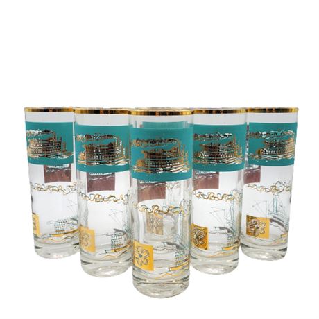 Mid-Century Southern Comfort Steamboat Highball Glasses