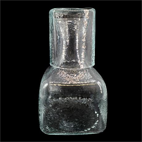 Vintage Dimpled Glass Tumble Up Bedside Carafe & Tumbler