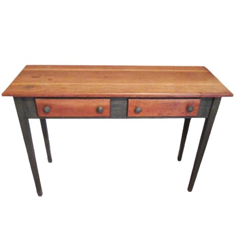 Oak 2 Drawer Entry Table in Green