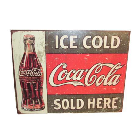 Ice Cold Coca-Cola Sold Here Metal Sign