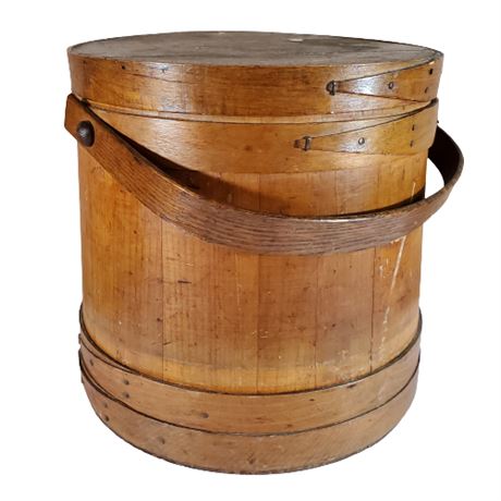 Antique Shaker Wood Firkin Sugar Bucket w/ Lid