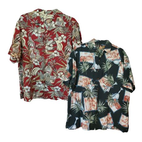 Carribean Pineapple Floral/Cocktail Hawaiian Shirt Lot