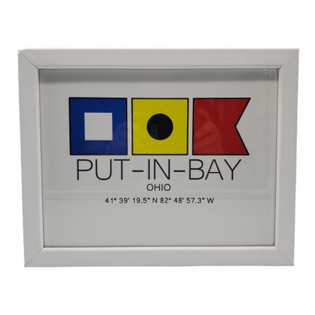 Put-In-Bay Nautical Flag & Coordinates Framed Print