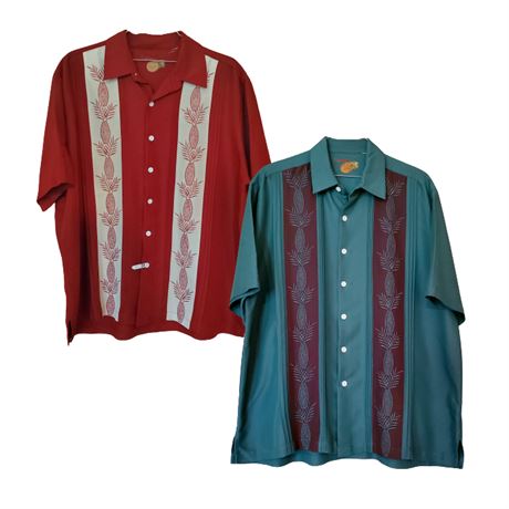 Carribean Pineapple Embroidered Guayabera Style Shirt Lot