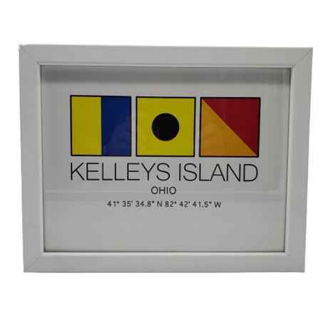 Kelleys Island Nautical Flag & Coordinates Framed Print