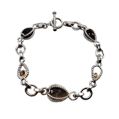 Signed Atelier Sterling Silver Smoky Quartz Bracelet