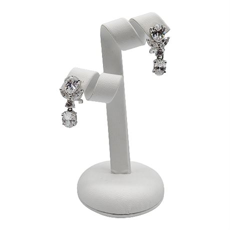 Sterling Silver 5 Stone CZ Drop Earrings