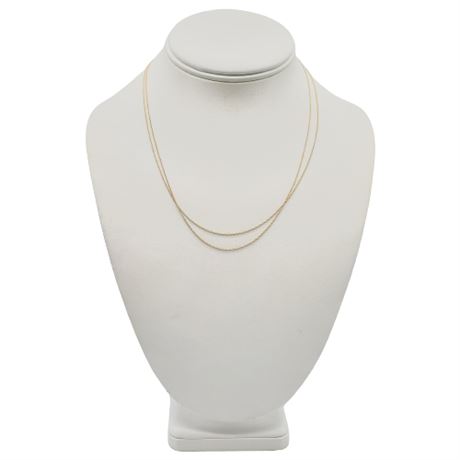 Pair of 10K Gold Singapore Twist Chain Necklaces w/ Broken Clasps