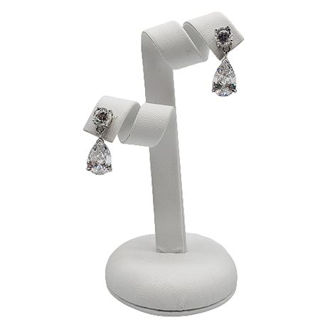 Sterling Silver Smaller CZ Drop Earrings