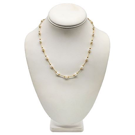 14K Gold & Pearl Beaded Necklace