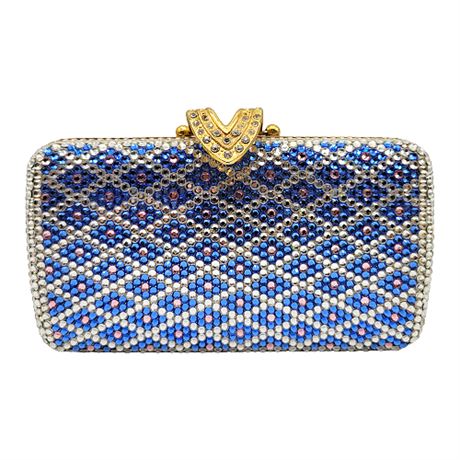 Small Blue & Silver Rhinestone Clutch