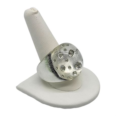 Mod Plastic Bubble Ring w/ Rhinestones