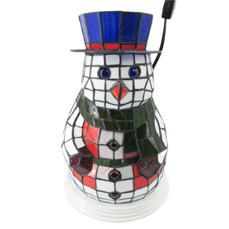 Tiffany Style Stained Glass Frosty the Snowman Lamp
