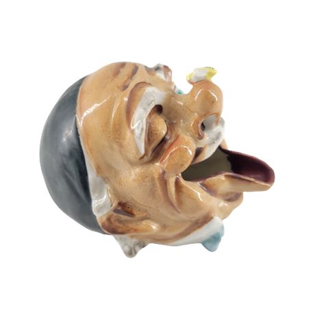 Vintage Hand Painted Smoke Head Ashtray Man with Bee on Nose Made