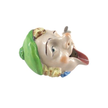 Vintage Hand Painted Smoke Head Ashtray Woman with Bee on Nose Made