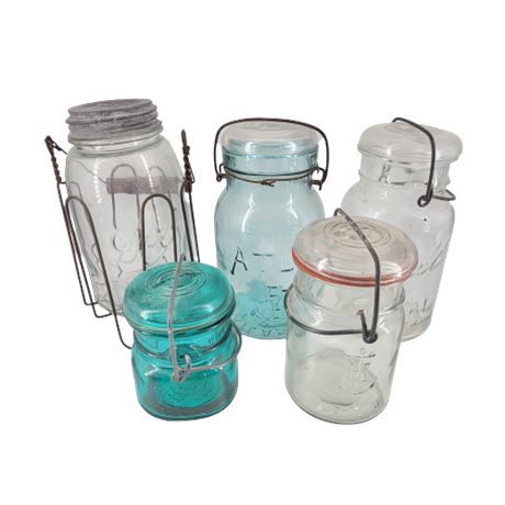Teal & Clear Mason Jar Lot
