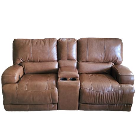 American Signature Inc. Brown Leather 2 Seat Recliner