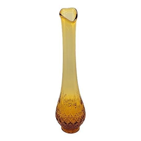 Vintage Old Virginia Glass (Fenton) 13" Diamond Amber Swung Glass Vase