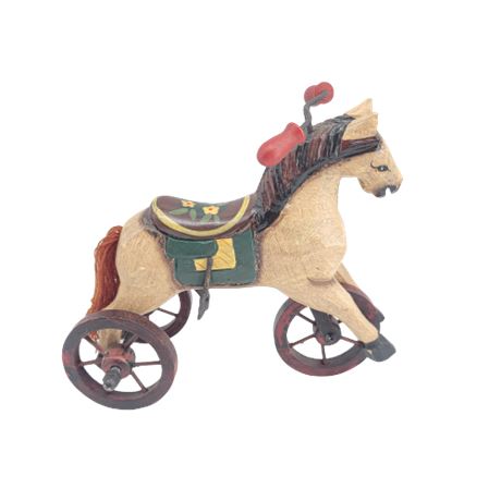 Vintage Miniature Wood / Iron Horse Tricycle
