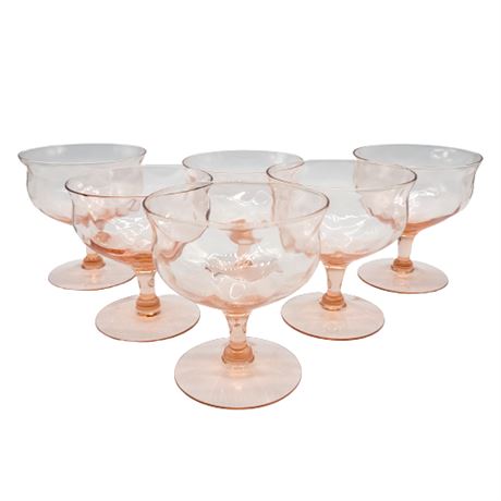 Vintage Optic Swag Pink Depression Glass Champagne/Tall Sherbet Glasses