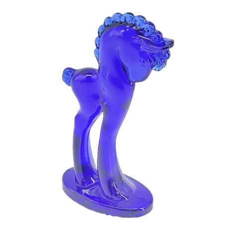 Mosser Cobalt Blue Art Glass Horse Figurine