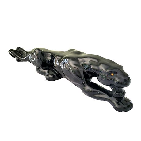 Mid-Century 24" Black Panther/Jaguar Ceramic Figurine