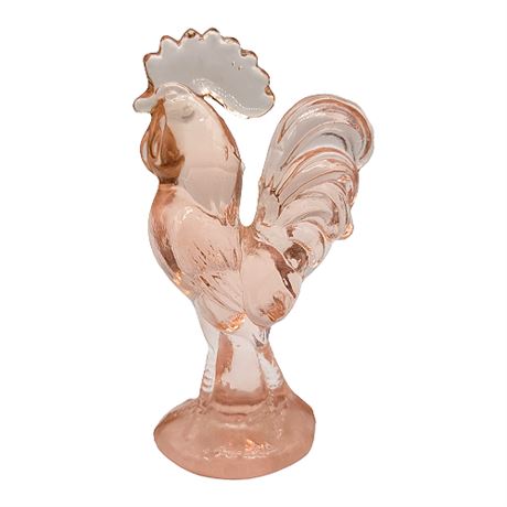 Vintage Pink Depression Rooster Figurine