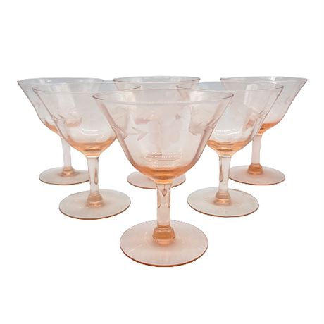 Vintage Optic Pink Depression Glass Champagne/Tall Sherbet Glasses (1 of 2)