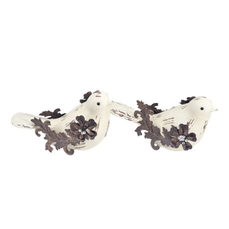 Decorative White Wood Birds