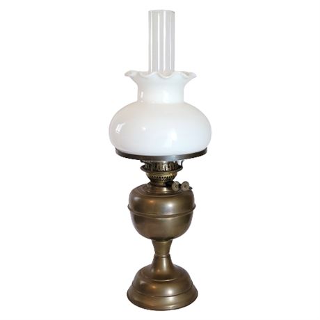 Antique Made in England Brass Duplex Oil Lamp