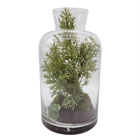 Decorative Glass Jar w/ Faux Greenery & Frog