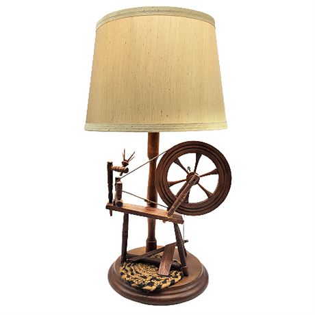 Vintage Miniature Spinning Wheel Table Lamp