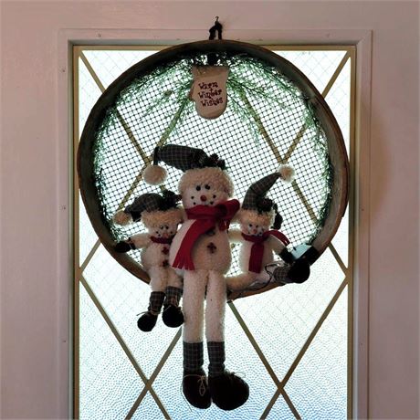 Holiday Wall Hanging Made From Antique Grain Sieve