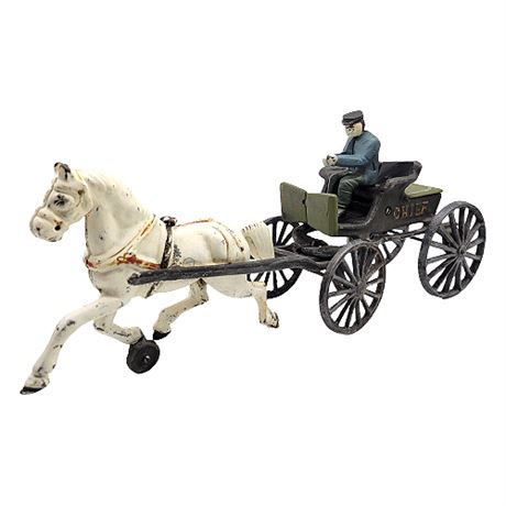 Antique Cast Iron Horse Drawn Police Wagon