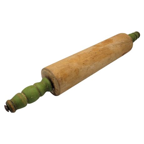 Vintage Green Handles Rolling Pin