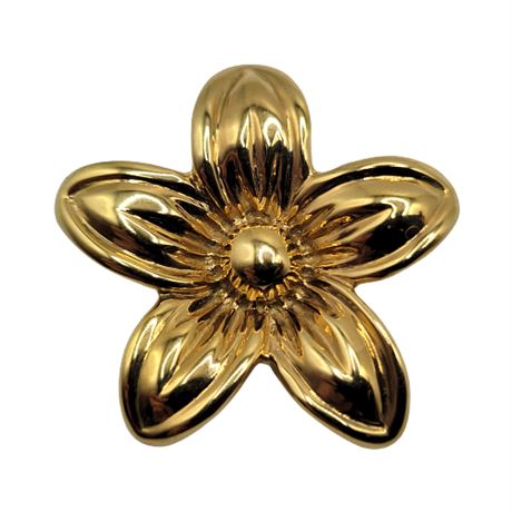 18K Gold Signed Flower Pendant